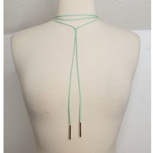 Boho Seafoam Green Leather Choker Necklace